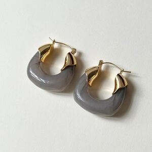 Gray crystal hoop earrings #173
